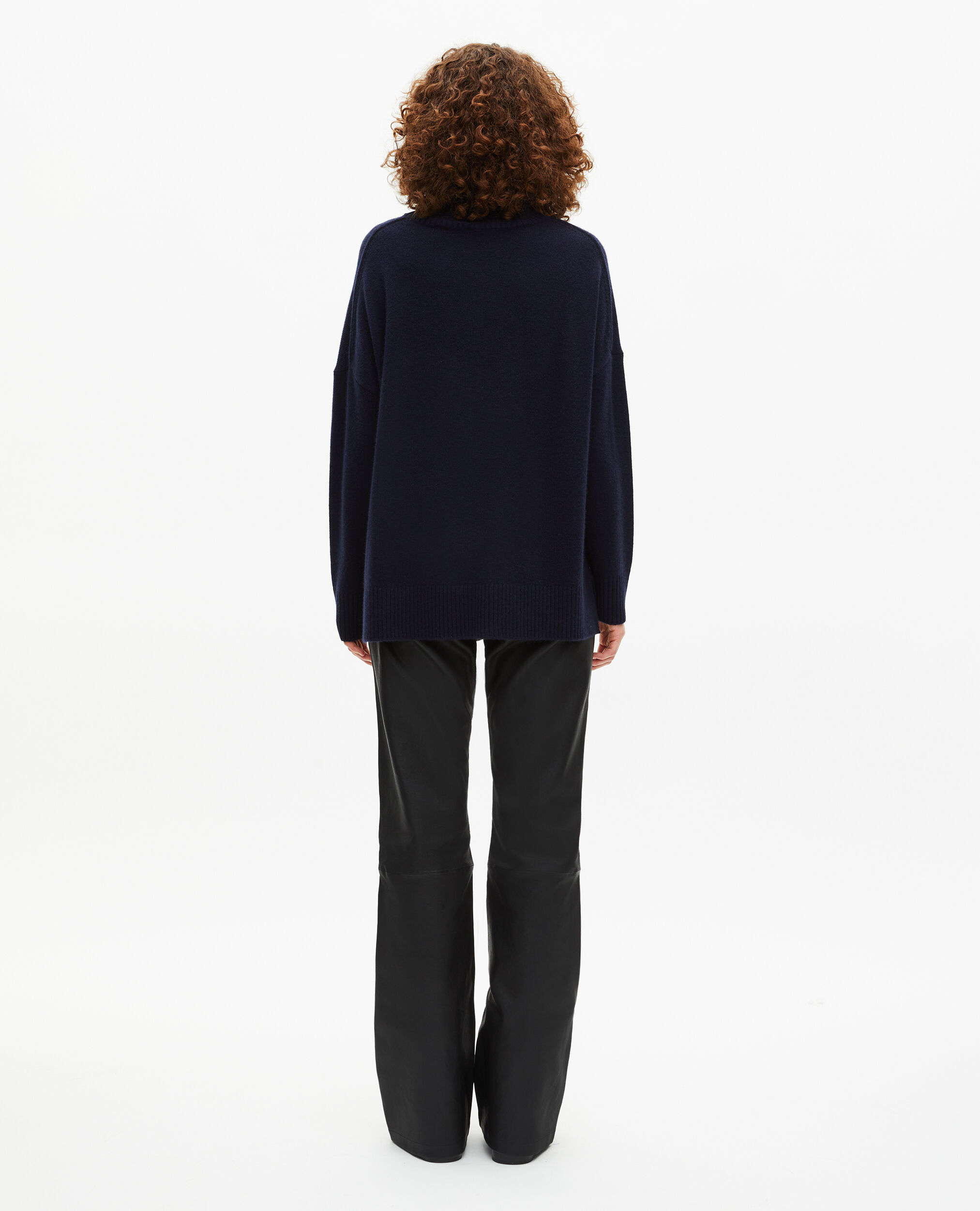 Pull col montant en cachemire marine