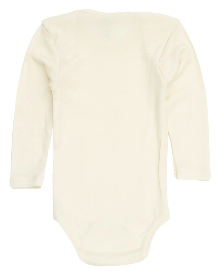 Langarm-Body BABY BASIC mit Wolle und Seide in natur