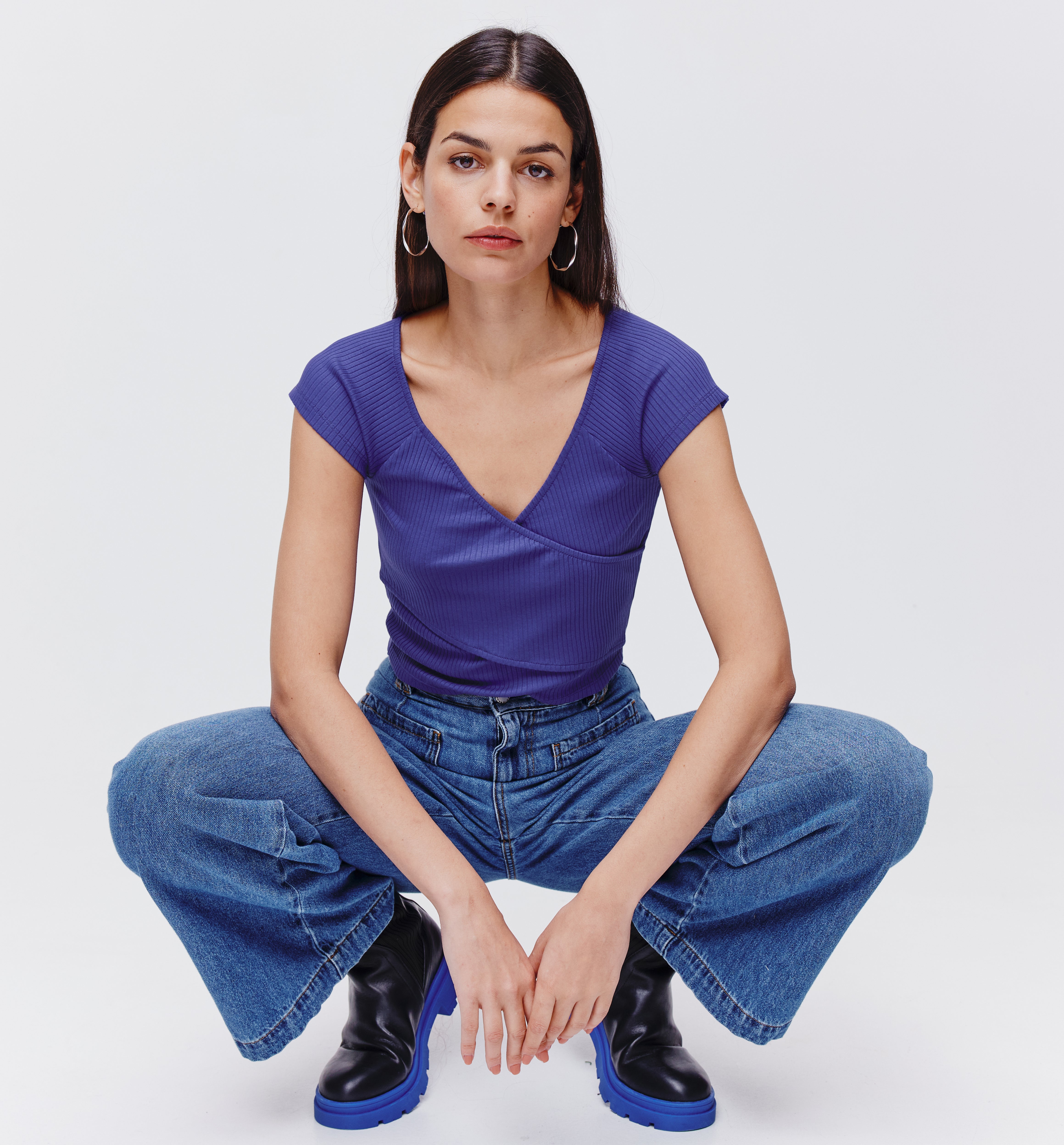 Crop top uni - Bleu