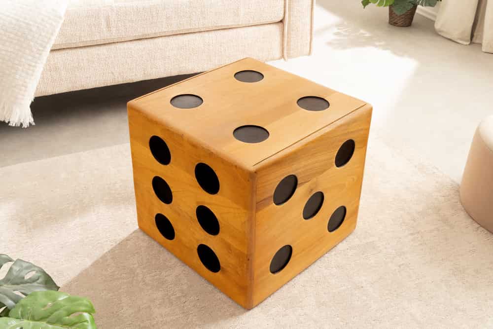Massiver Würfel-Hocker CUBE 40cm natur Mangoholz Beistelltisch stapelbar
