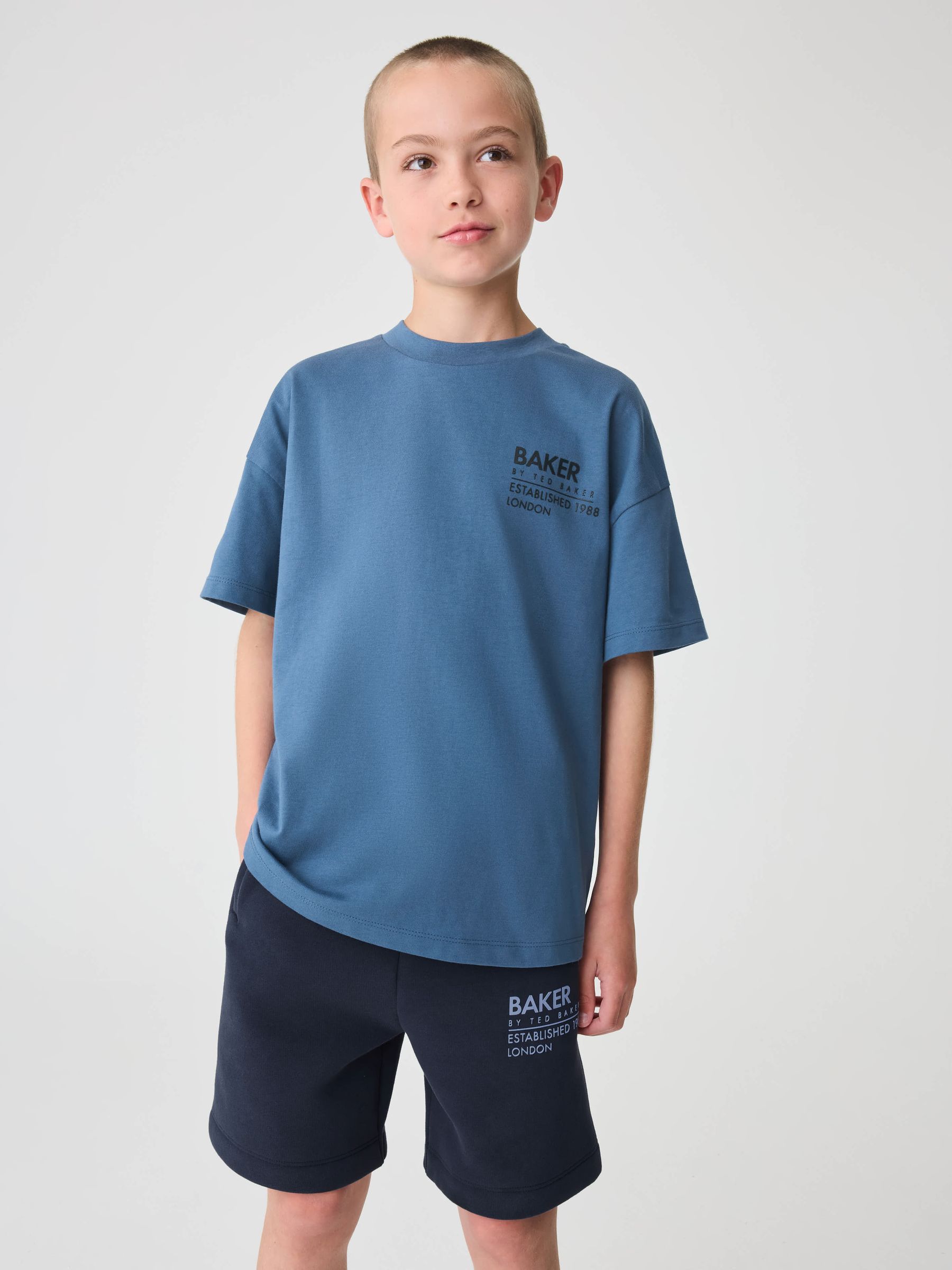 Blauw/marine - Baker by Ted Baker Oversized Tonal Graphic T-Shirt and Shorts Set