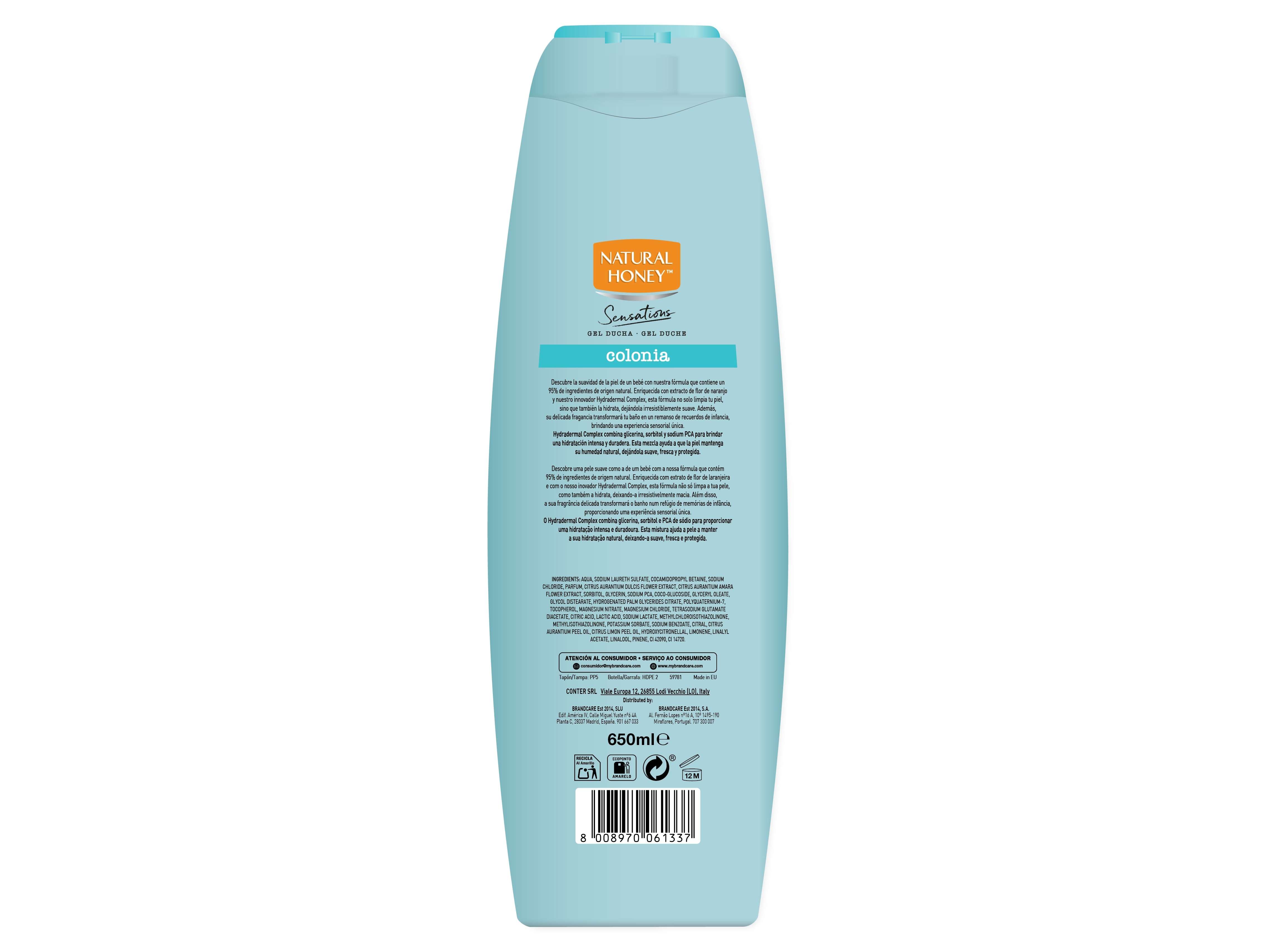 GEL BANHO NATURAL HONEY SENSATIONS COLONIA 650ML