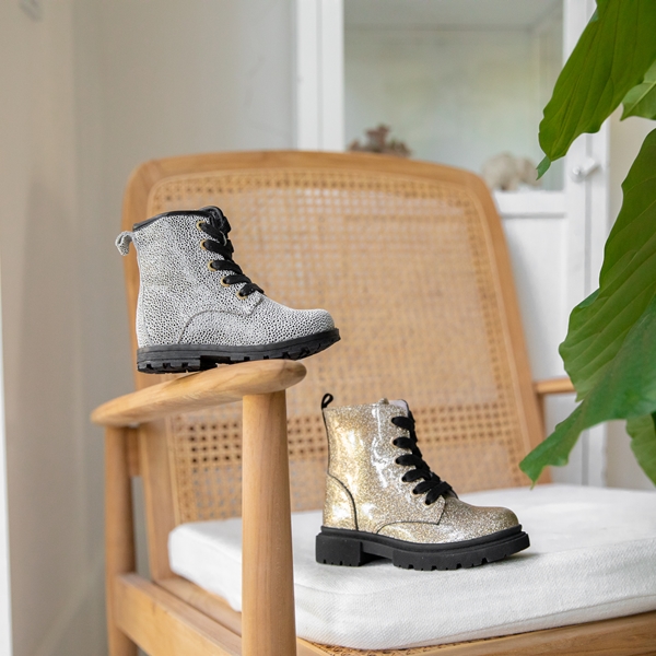 TwoDay leren meisjes veterboots cheetah print