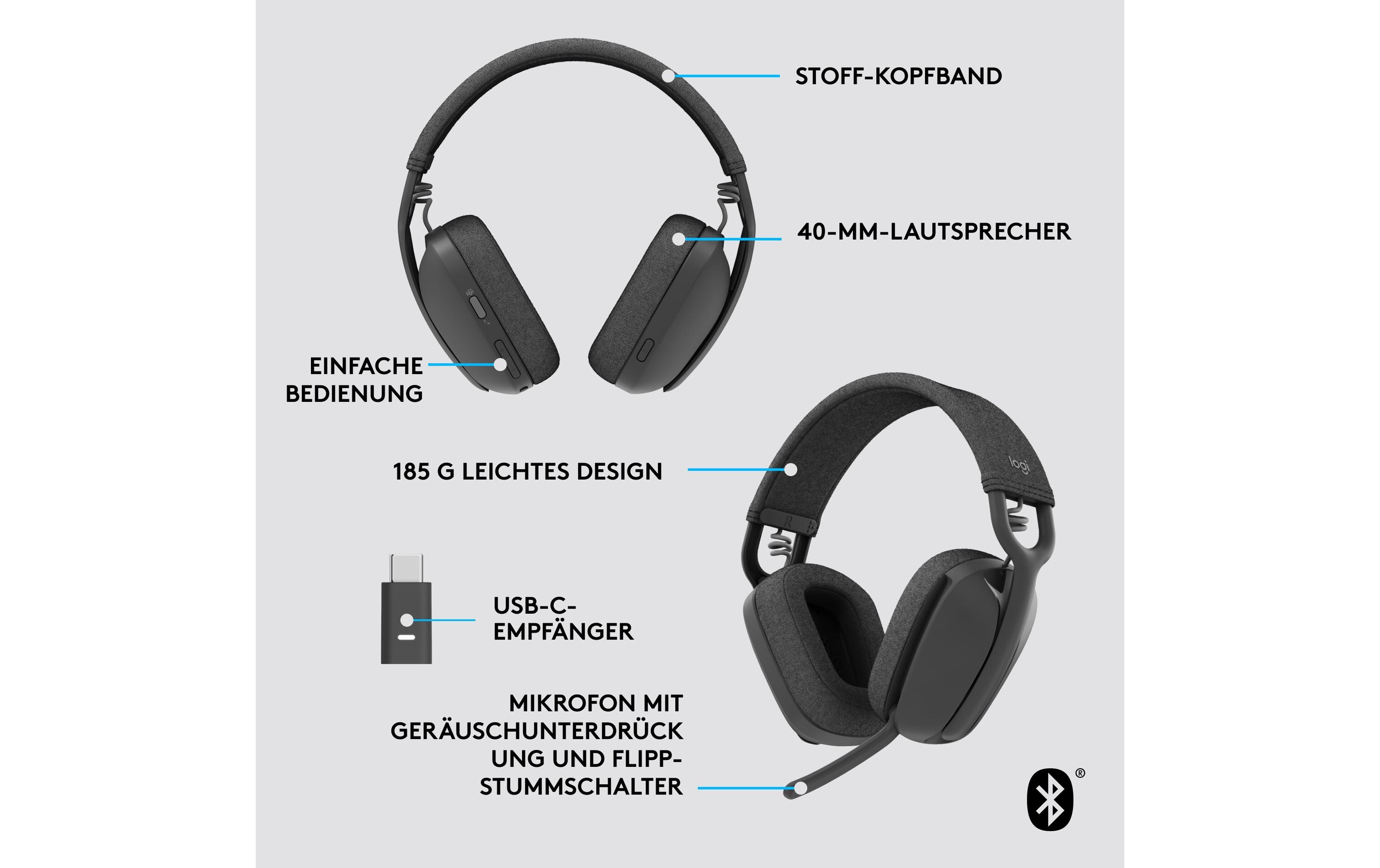 Headset Zone Vibe Wireless Teams Bluetooth<br>Kabelloses Bluetooth Headset