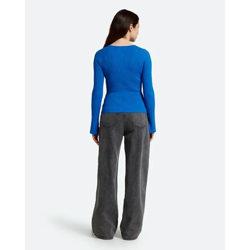 Moves Twisti O-neck Strikbluse, Skydiver, XL