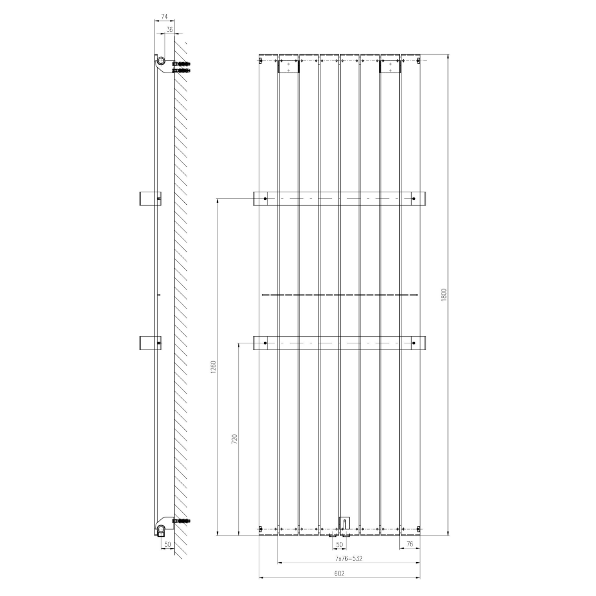Sapho Colonna badkamer radiator sandstone 60.2x180cm
