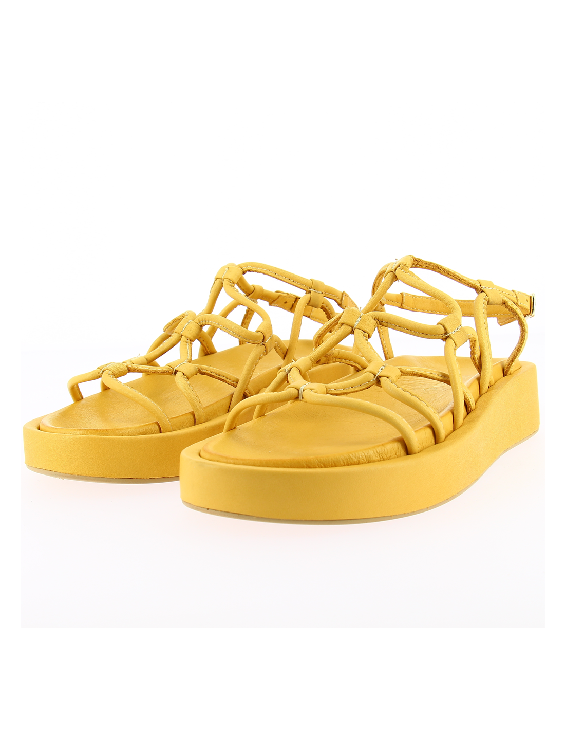 mosaic Sandales compensées femme Yellow cuir jaune