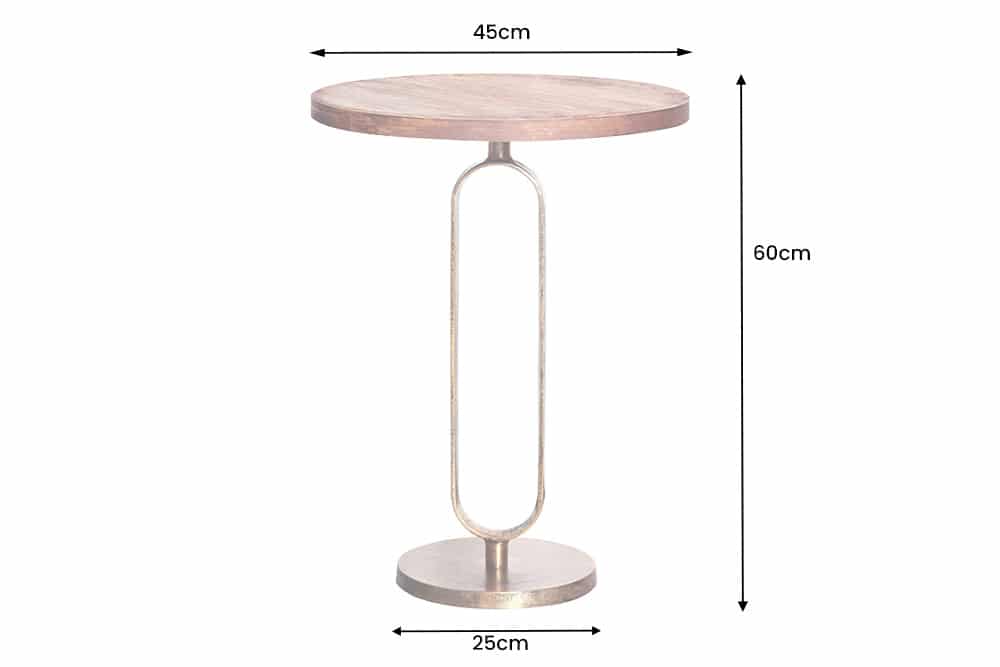 Runder Beistelltisch ELEGANCE 60cm messing Mangoholz Metall Aluminium massiv handmade