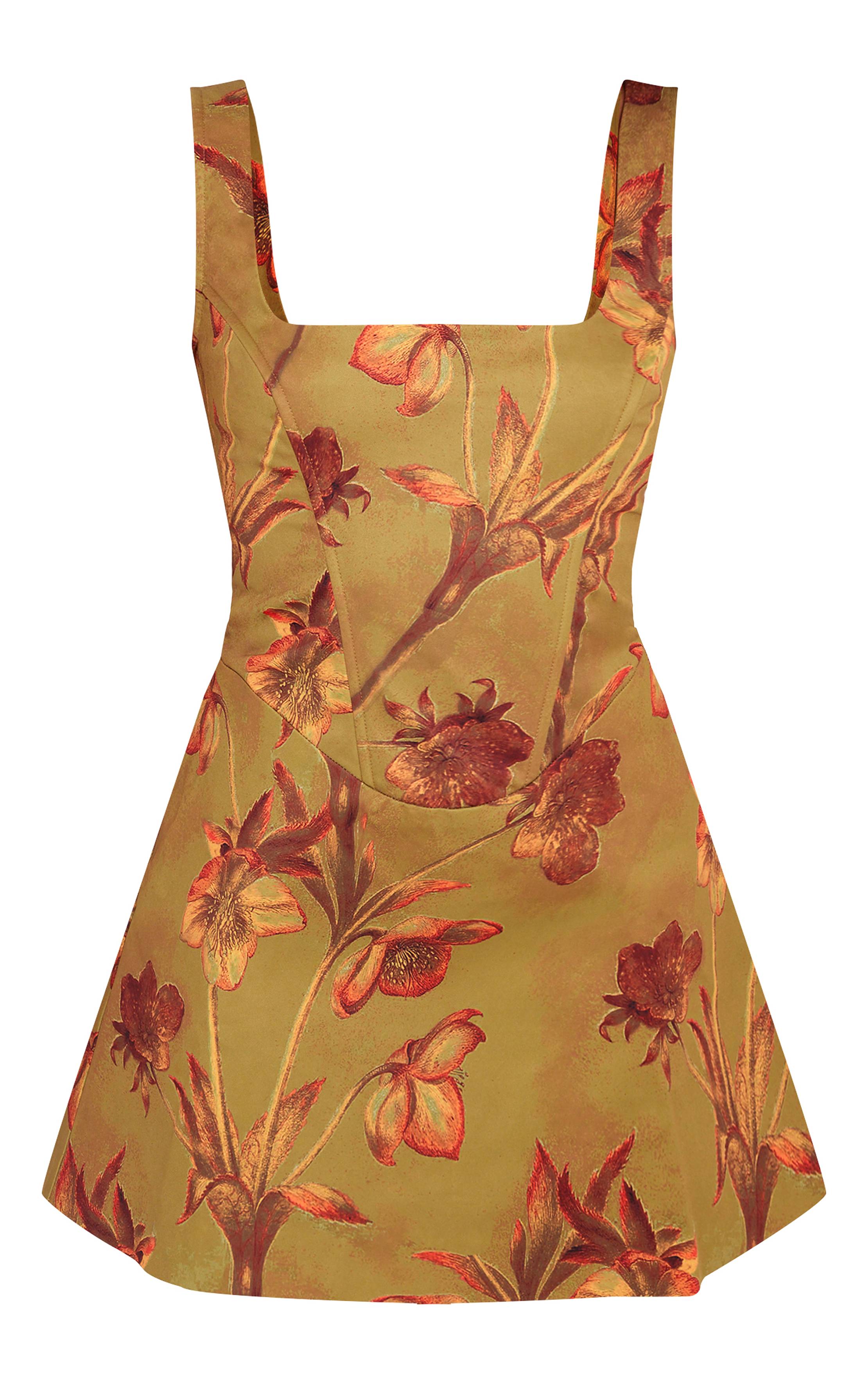 Vert Robe Trapèze Corsetée À Imprimé Floral