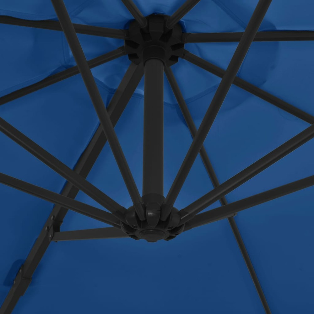 Parasol déporté avec mât en acier 300 cm bleu azuré