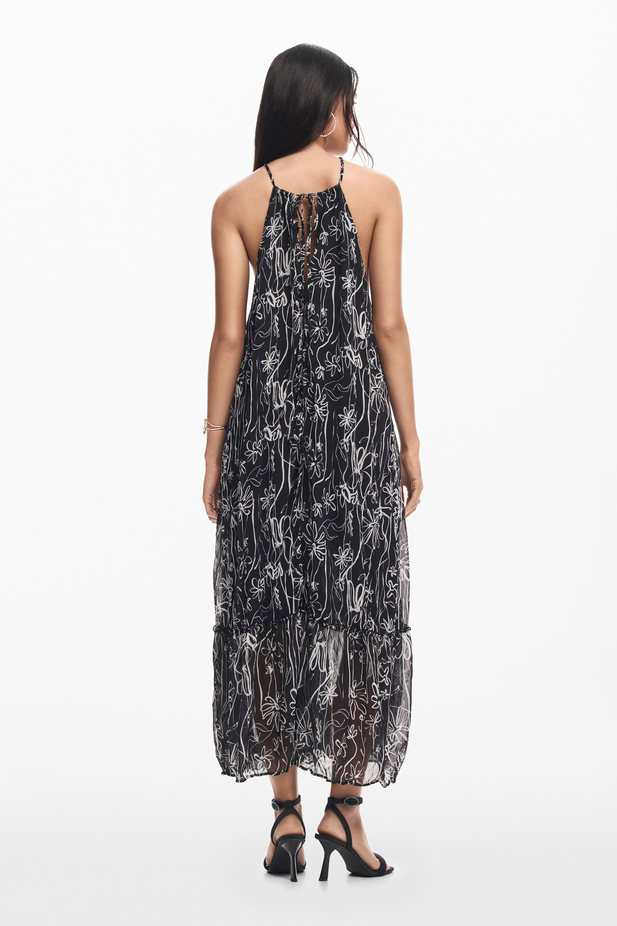Vestido halter ilustraciones flores