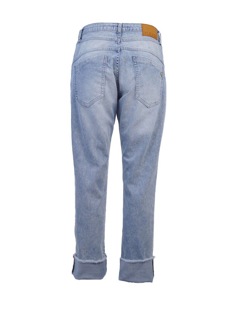 PLEASE JEAN TAILLE HAUTE REVERS APPARENTS BLEU DENIM