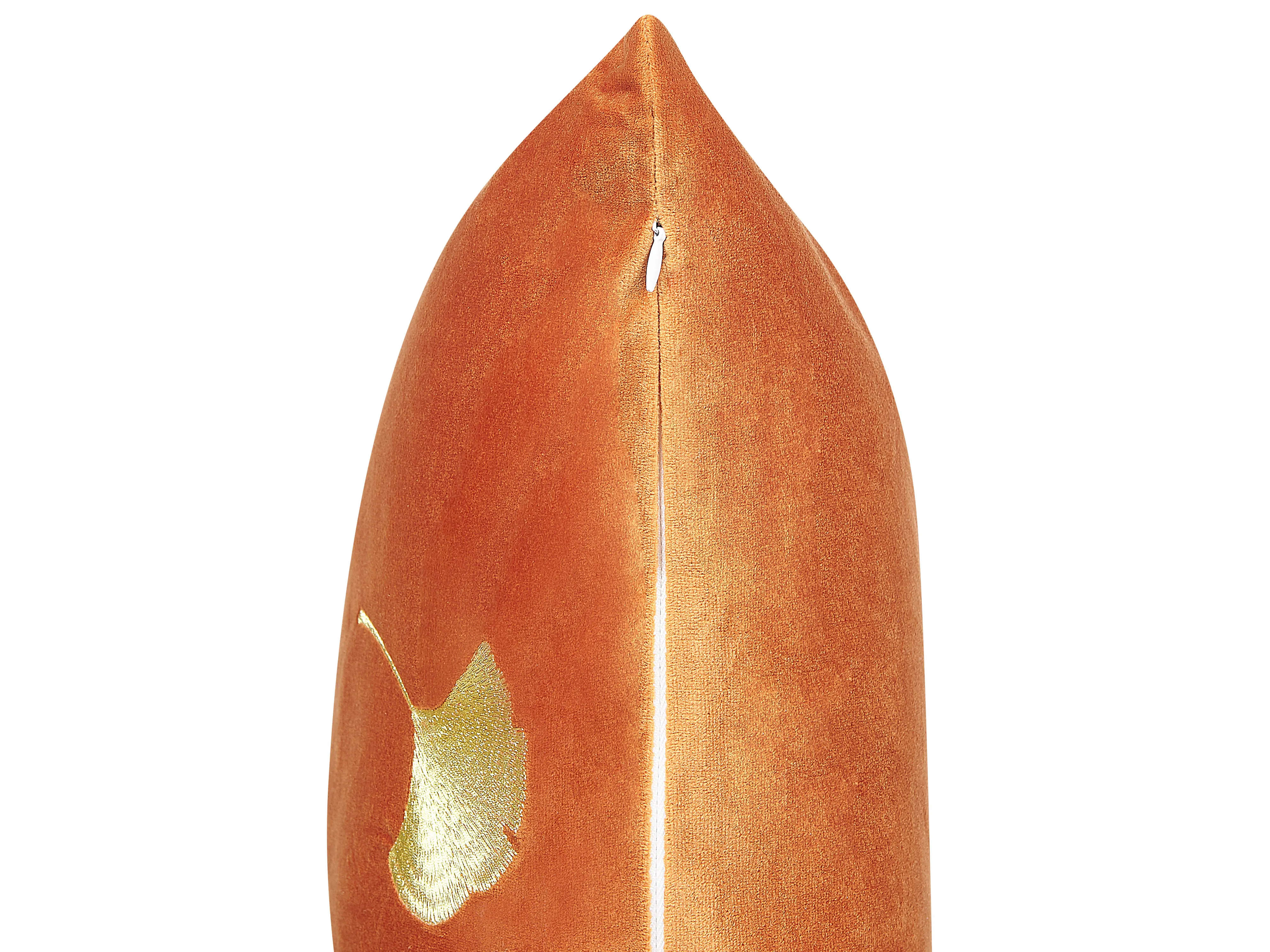 Set van 2 sierkussens TULIP Fluweel 45 x 45 cm Oranje bladpatroon