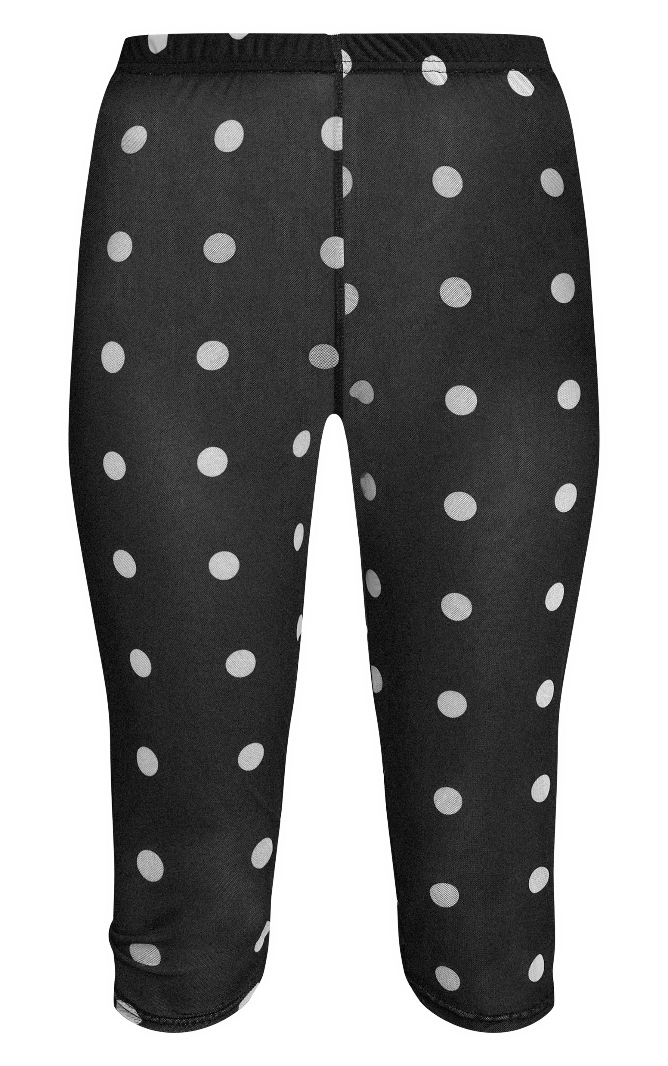 Noir Pantalon Capri En Mesh À Pois