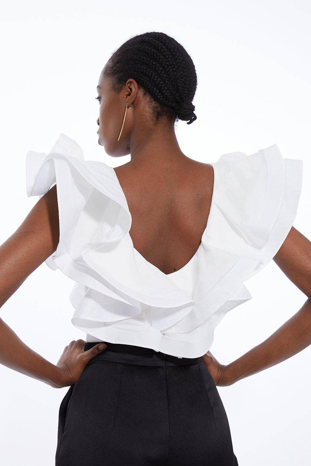KarenMillen Body en coton à volant