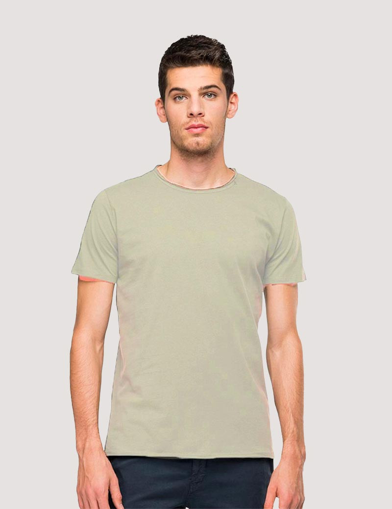 REPLAY T-SHIRT COL ROND COTON LIGHT GREY