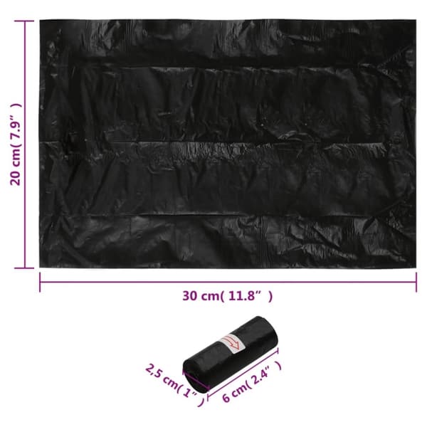 vidaXL Bæsjposer 750 stk svart 30x20 cm PE
