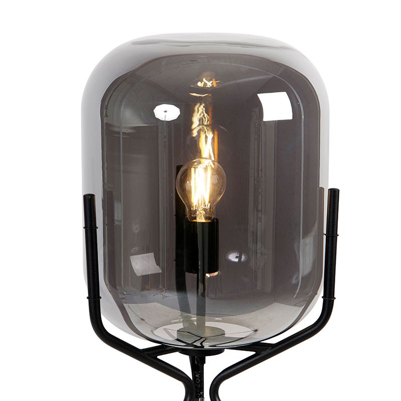 Smart vloerlamp zwart incl. WiFi A60 smoke glas - Bliss