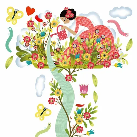 Djeco Wandsticker Messlatte: Gartenfreude