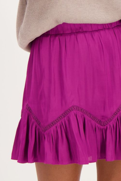 Paars rokje satijnen look en ruffles