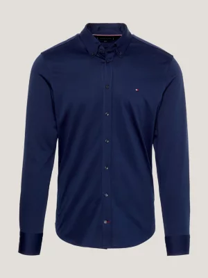 Camisa de malha slim fit com estampa da bandeira