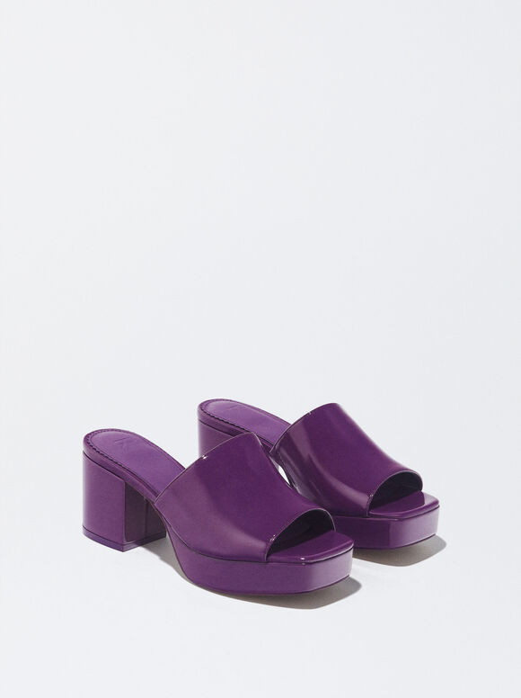 Tamanco de verniz com salto - Violeta
