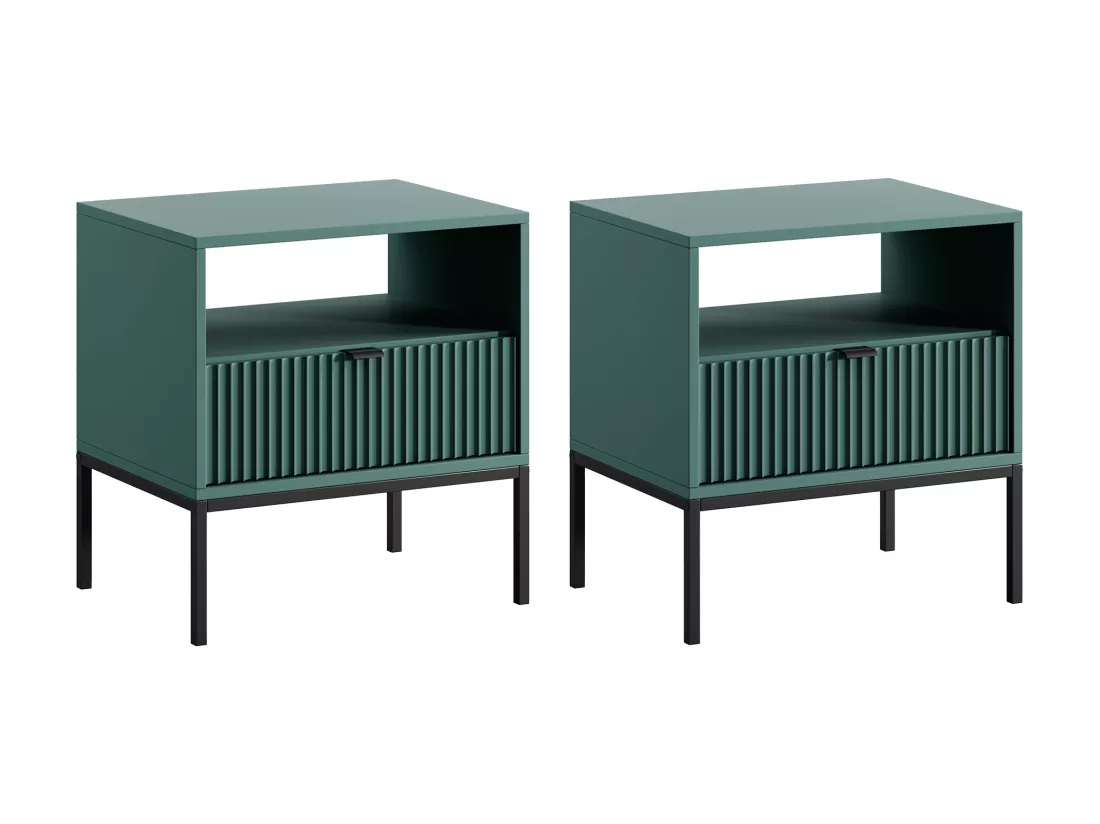 Lot de 2 tables de chevet 1 tiroir et 1 niche - Vert émeraude - LIOUBA de Pascal Morabito