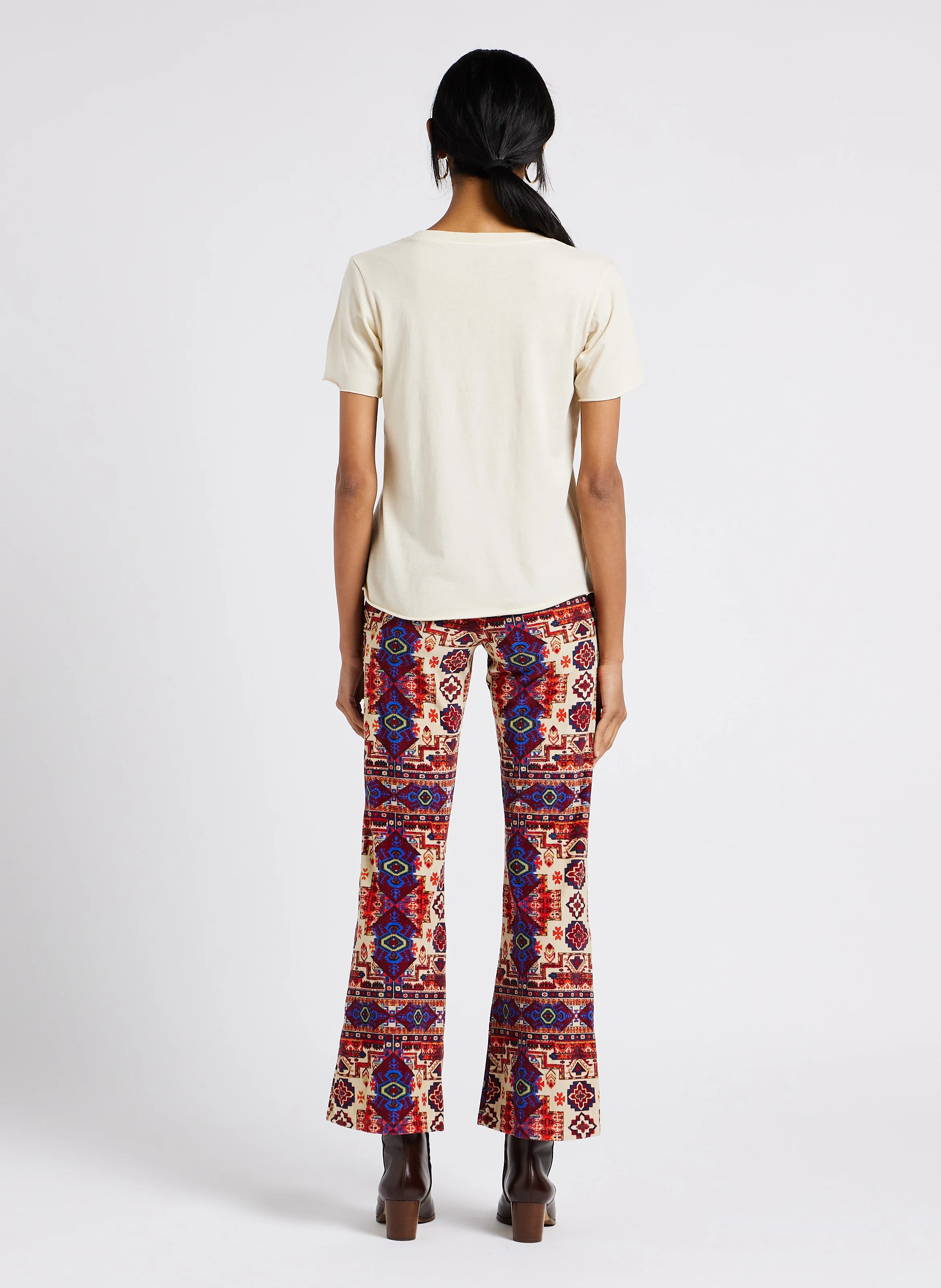 TAPESTRY - Pantalon taille haute à motif aztèque en coton | Rouge