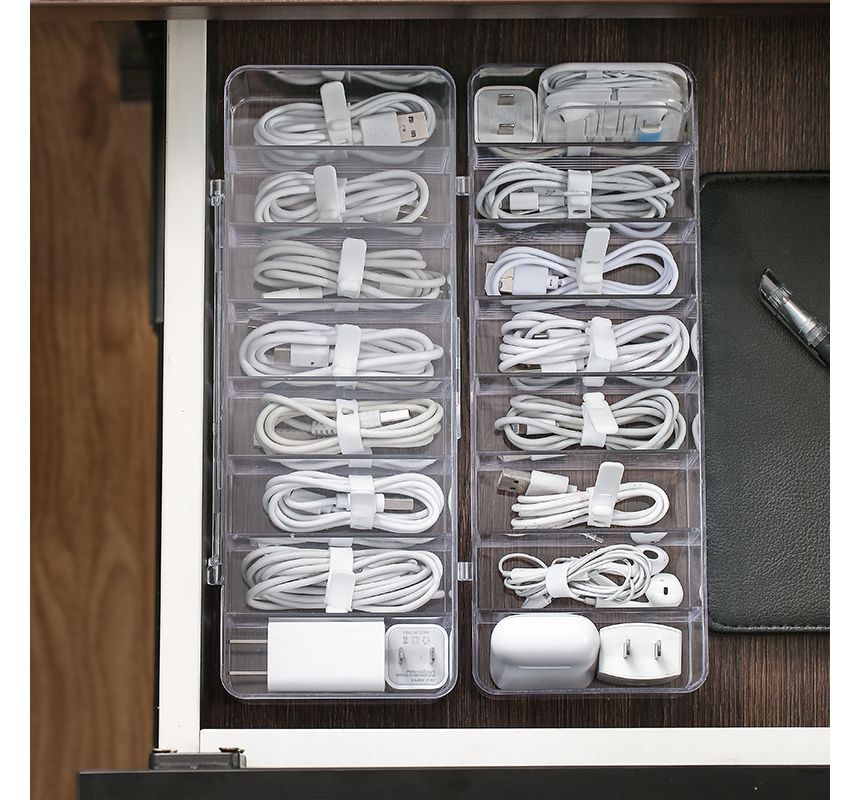 Sabam - Transparante plastic kabelopbergdoos / kabelorganizer / set (verschillende designs)