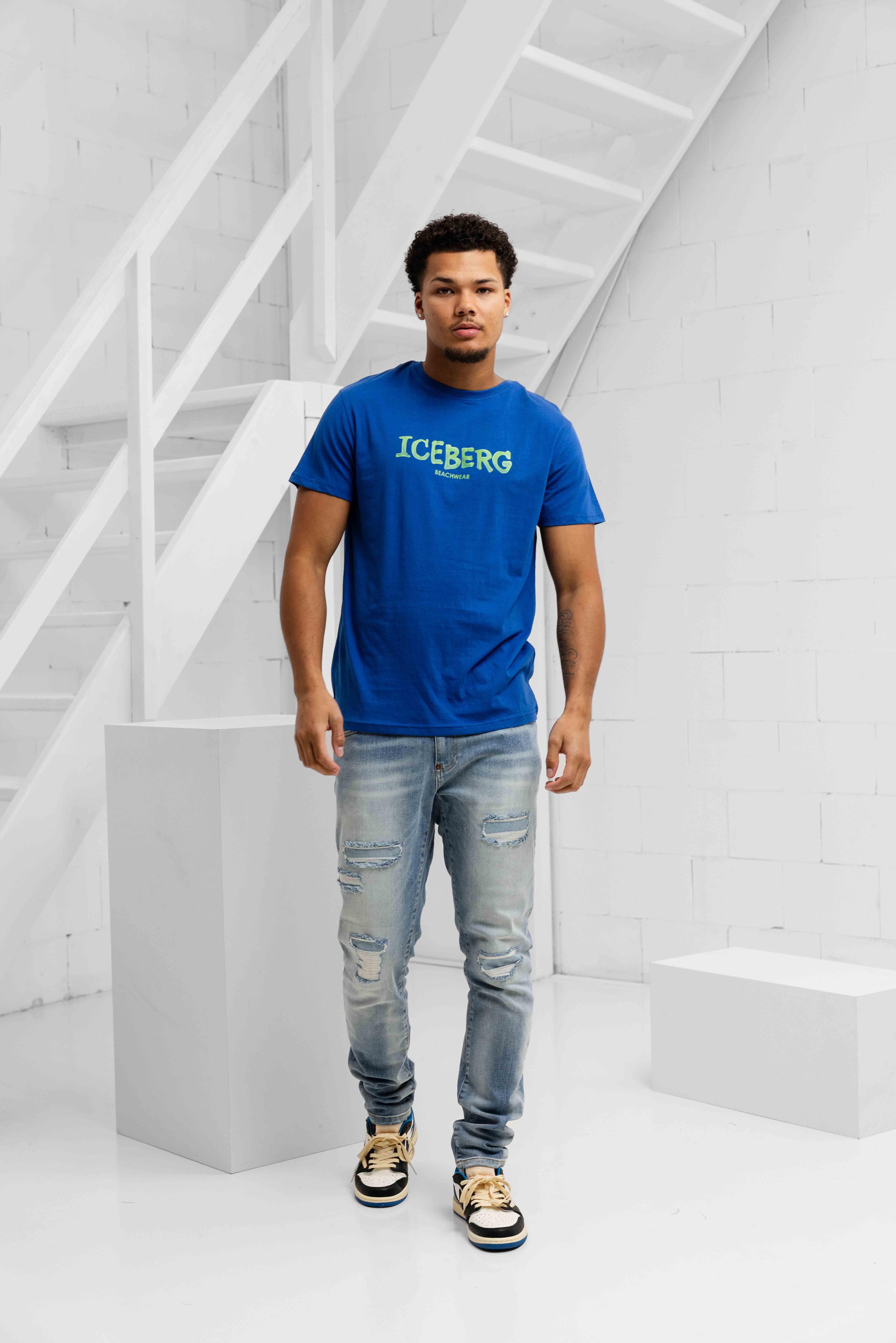 Iceberg Vertical T-Shirt Heren Blauw