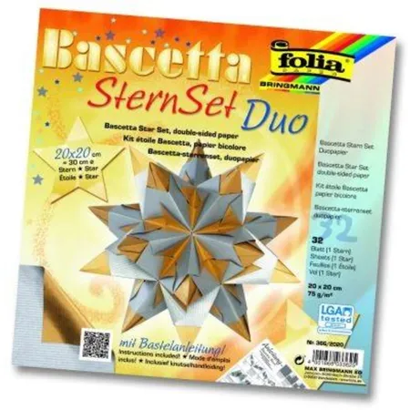 Folia 366/2020 Bastel-Set Bascetta-Stern 20 x 20cm 30 Blatt silber / gold