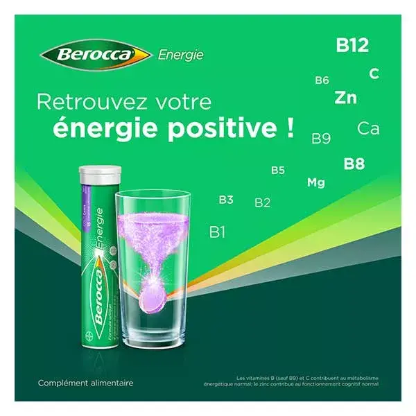 Berocca Energy Groselha Preta Vitaminas B e C Magnésio Zinco 45 comprimidos efervescentes