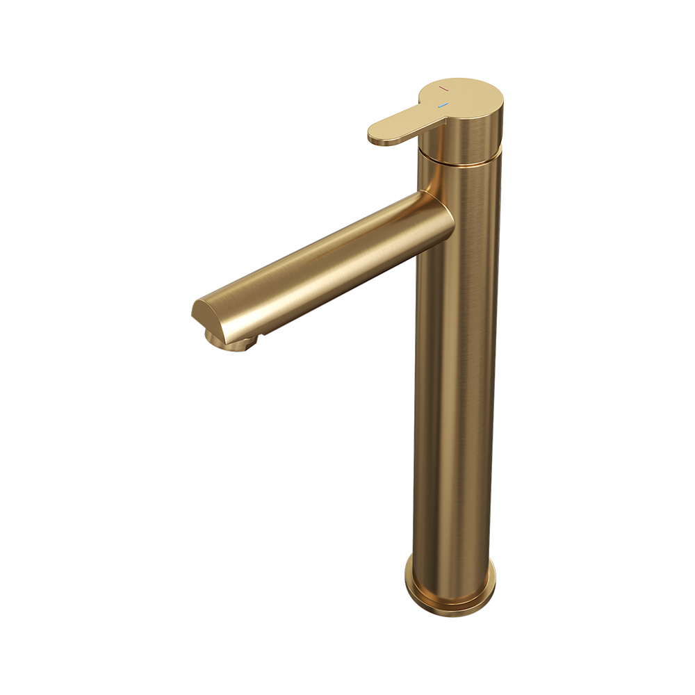 Brauer Gold Edition ColdStart verhoogde wastafelkraan energy-saving model D messing geborsteld PVD