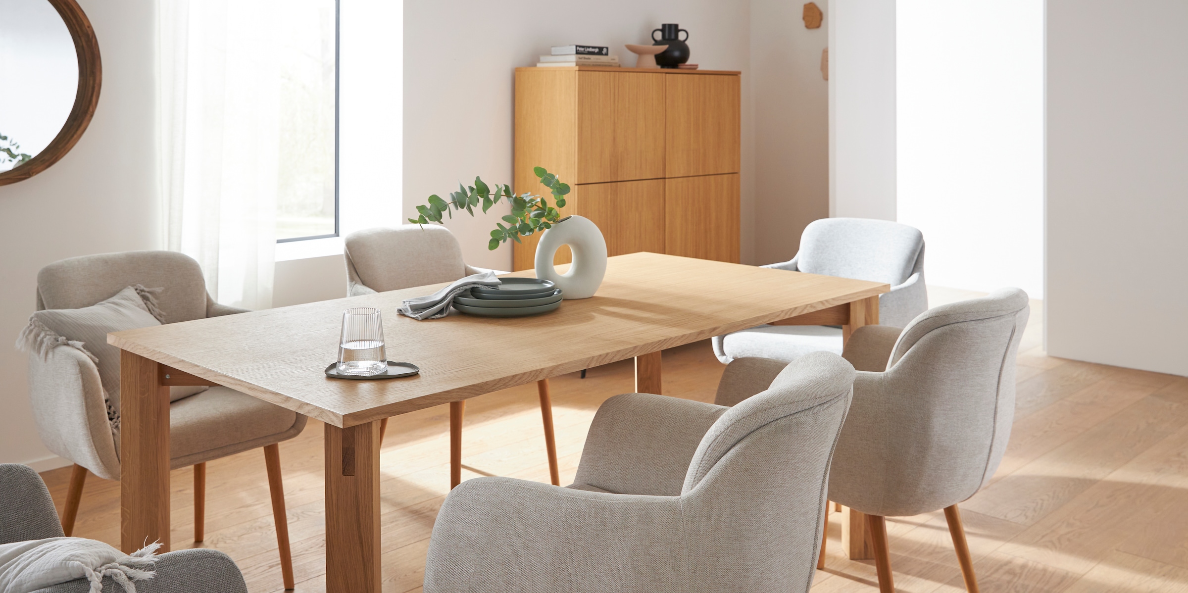 LeGer Home by Lena Gercke Esstisch »Chelsea« Eiche furniert, verschiedene Breiten, robuste Beine aus massiver Eiche