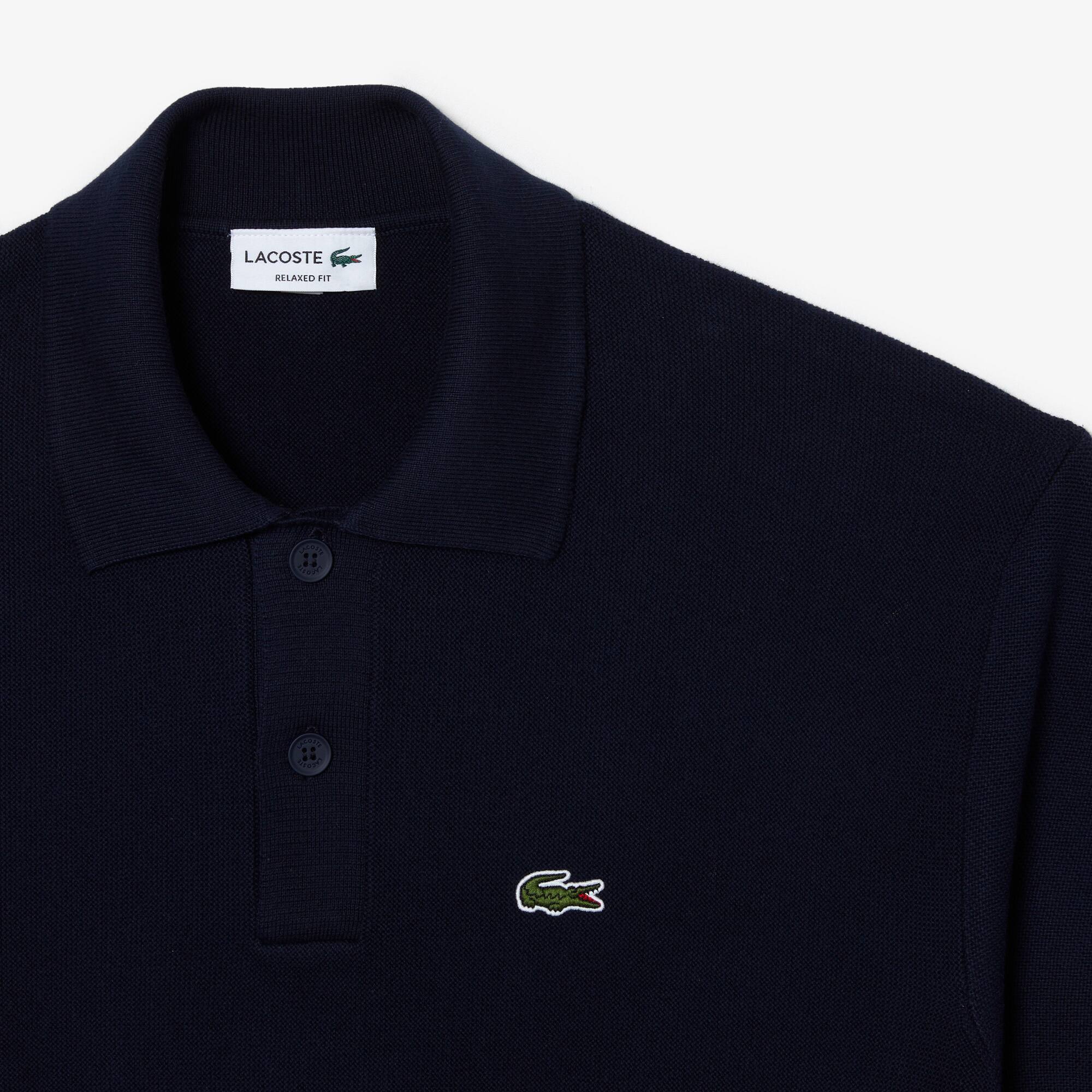 Pull col polo en coton biologique Pullovers - Bleu - Lacoste - Homme
