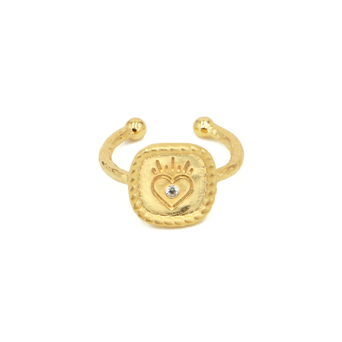 Bague ajustable doré à l'or fin 24K zircon MINI ORACLES