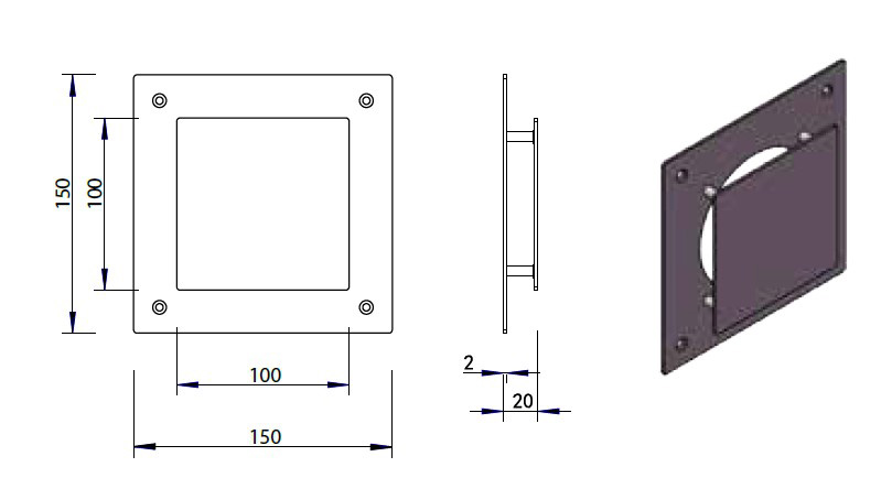 Hotbath &More vierkant ventilatierooster met schroeven geborsteld zwart PVD