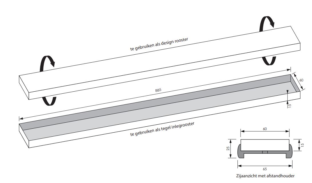 Brauer los multifunctioneel tegelinlegrooster 90cm geborsteld koper PVD