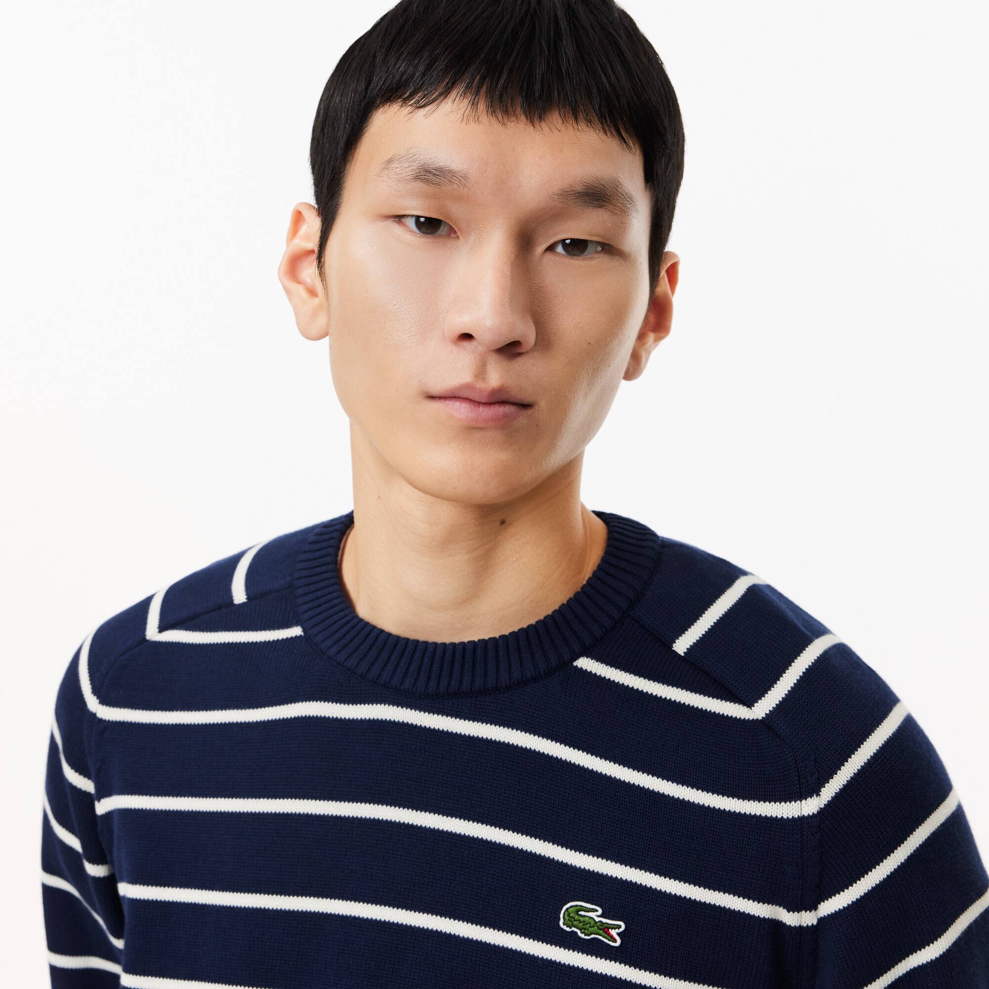 Pullover mit Streifen aus Baumwolle Pullover - Blau - Lacoste - Herren