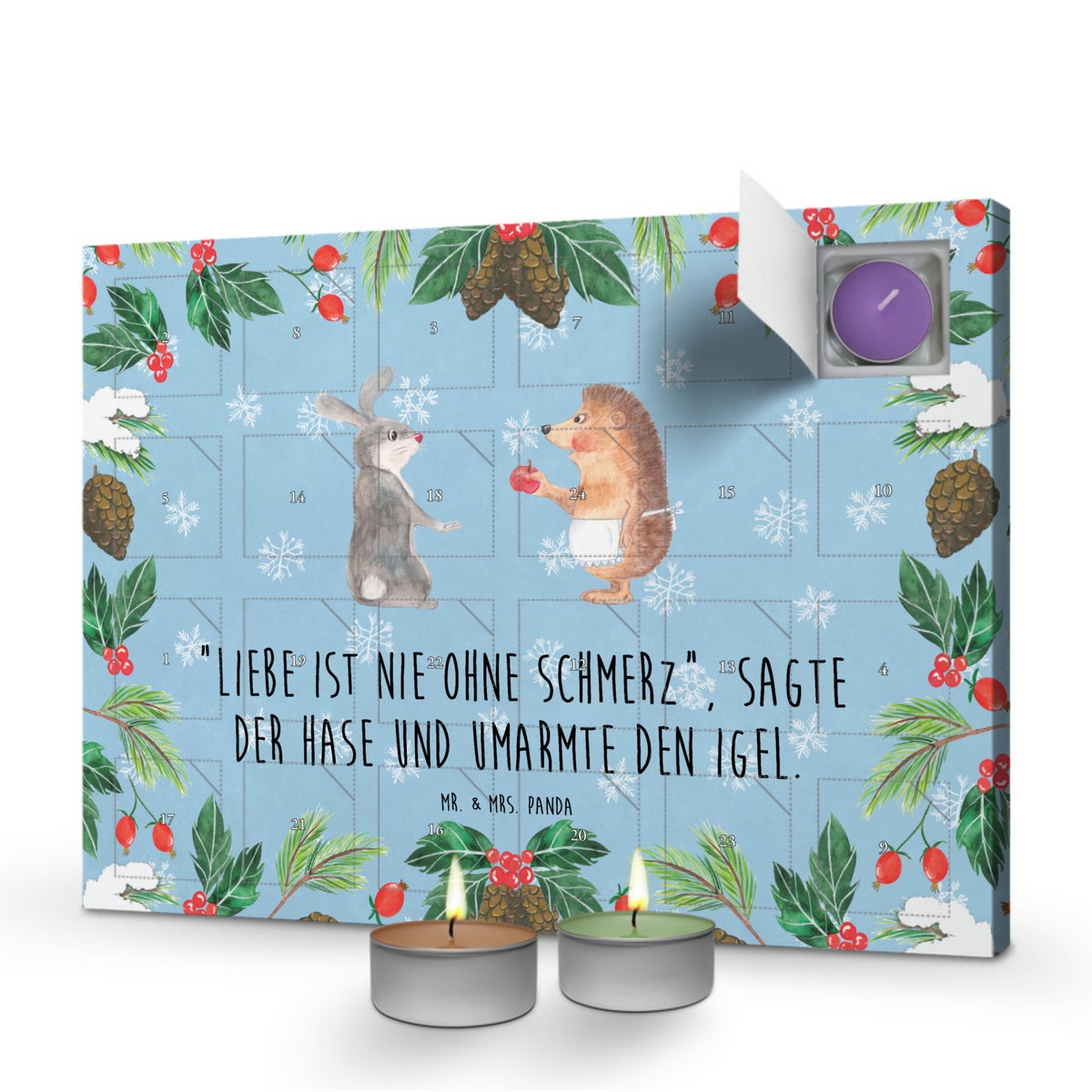 Mr. & Mrs. Panda Geurkaars Adventskalender Konijn Egel - Pastelblauw