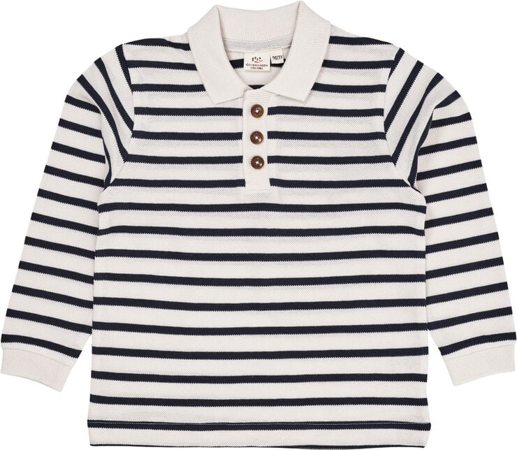 Copenhagen Colors STRIPED PIQUE POLO W. LS Navy/cream strip