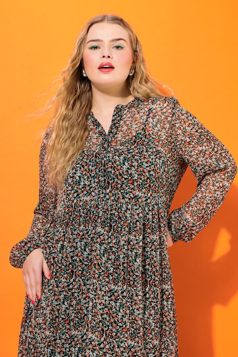 Maxikleid, A-Line, doppellagig, Flower Print