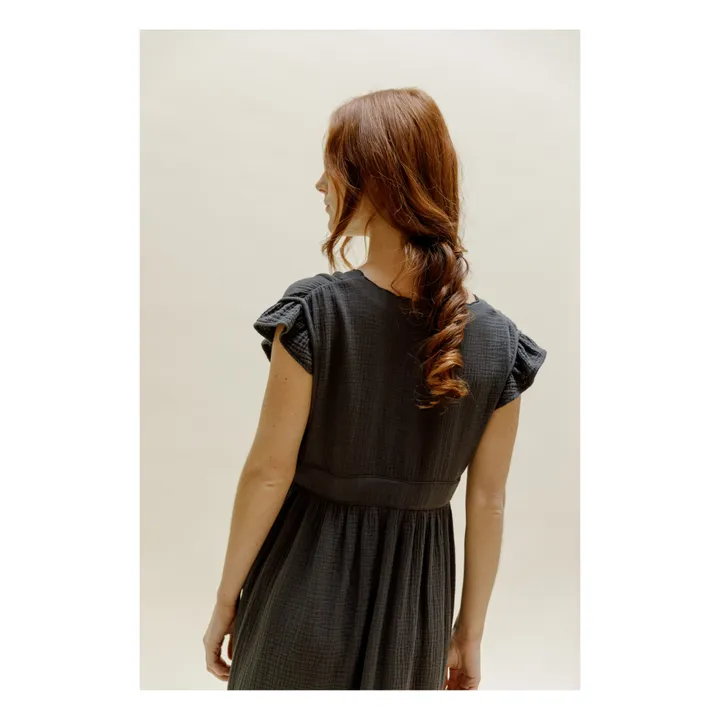 Emile et Ida Robe Zilvie Gaze de Coton - Collection Femme | Gris anthracite