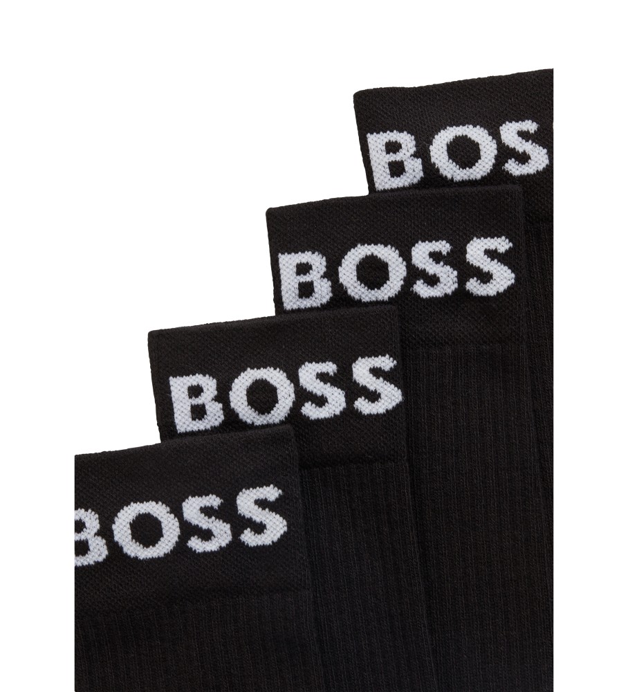 Pacote com 2 pares de meias curtas pretas elásticas da BOSS