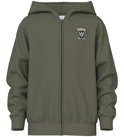 Name It Cardigan m. Hood - NkmVallen - Dusty Olive/Pizza