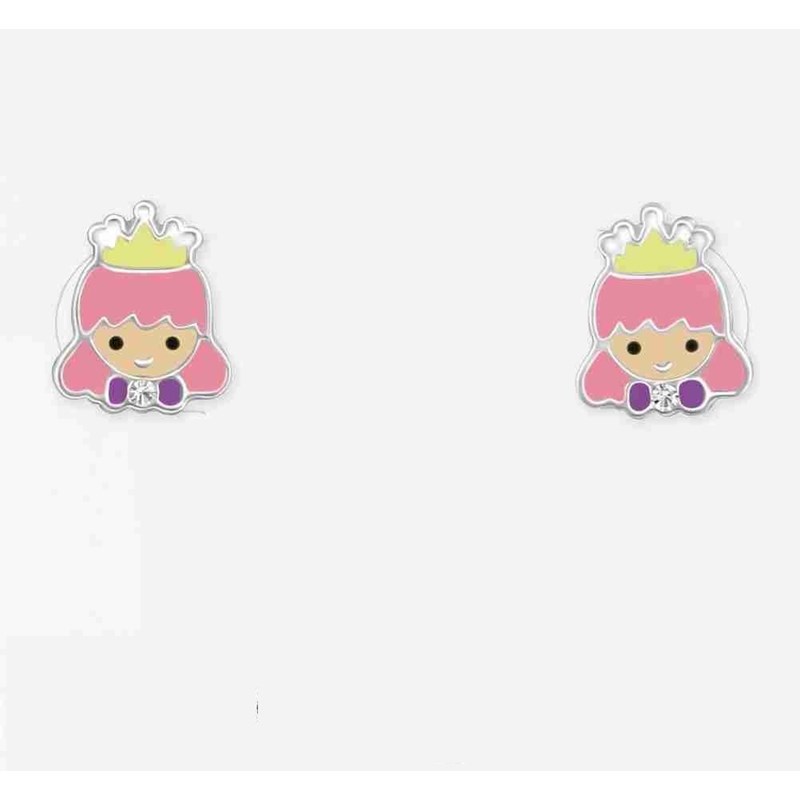 Boucle d'oreille princesse en argent 925/1000