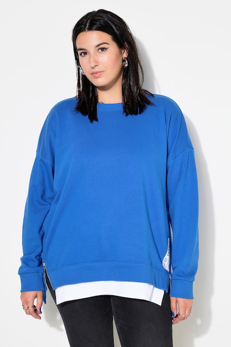 Sweatshirt, oversized, Layering-Look, Seitenzipper