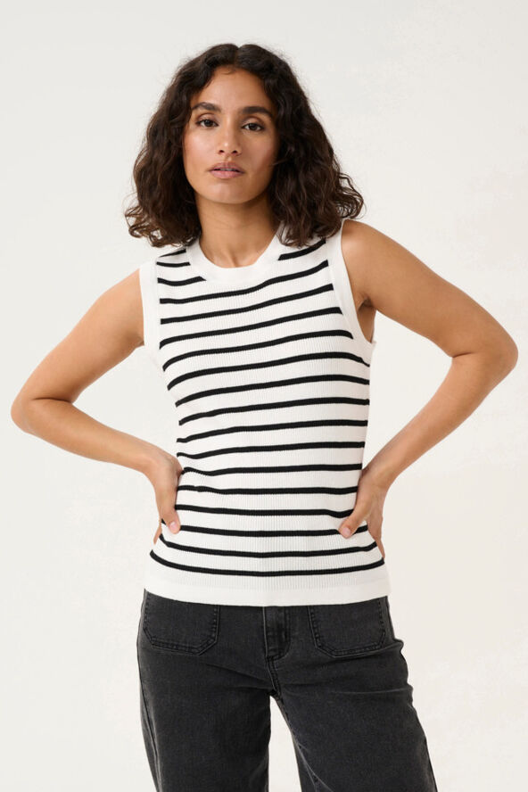 Kaffe KAlilybeth Knit Top Chalk/black stripe