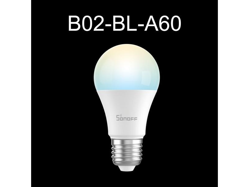 SONOFF Leuchtmittel B02-BL-A60, WiFi-LED, 2700K - 6500K, E2 WLAN-fähige Smart LED-Glühlampe