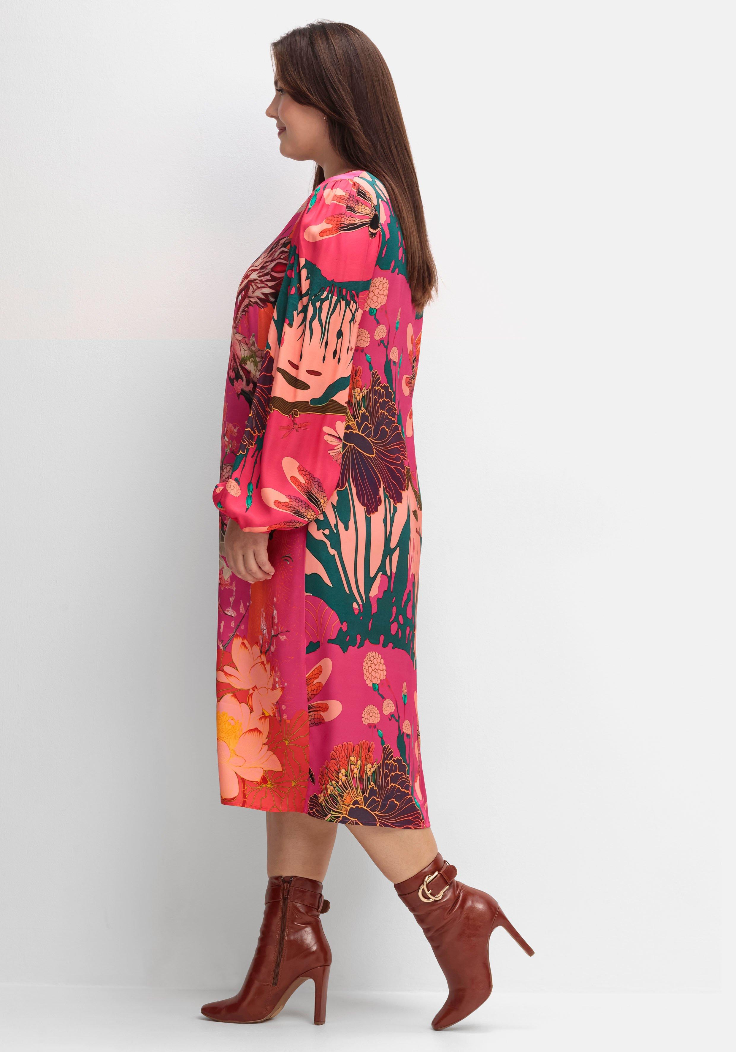 Kleid aus Viskose-Satin, im Multicolor-Muster